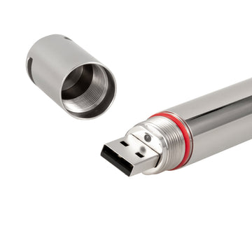 USB data logger PCE Instruments PCE-HTD 125 σε μεταλλικό κυλινδρικό σώμα με καπάκι και βύσμα USB