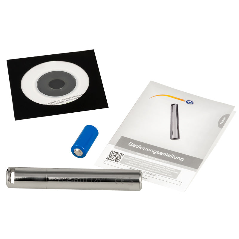 Σετ PCE-HTD 125: USB data logger σε μεταλλικό κύλινδρο, μπαταρία, CD λογισμικού και εγχειρίδιο PCE