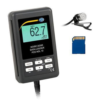 Ηχοδοσίμετρο PCE Instruments PCE-NDL 10 με οθόνη 62,7 dB, μικρόφωνο με κλιπ και κάρτα SD