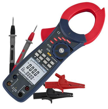 Πολύμετρο δαγκάνα PCE Instruments PCE-PCM 1, μπλε/κόκκινο, με οθόνη LCD και ακροδέκτες μέτρησης