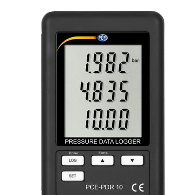 Ψηφιακό μανόμετρο datalogger PCE Instruments PCE-PDR 10 με μεγάλη οθόνη LCD και πλήκτρα LOG/SET, μαύρο σώμα