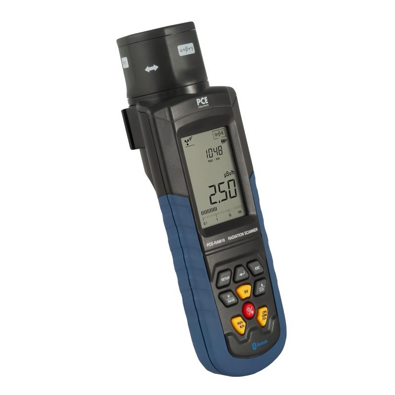 Μετρητής ραδιενέργειας Geiger PCE-RAM 10 PCE, χειρός, με οθόνη LCD και πλήκτρα ελέγχου, μαύρο-μπλε σώμα