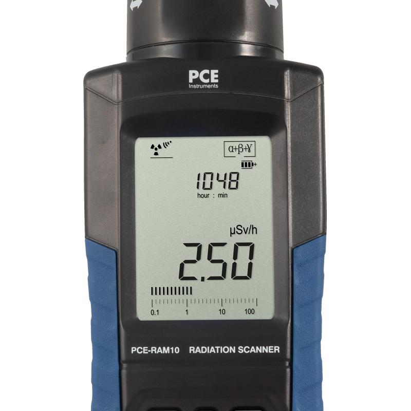 Μετρητής ραδιενέργειας Geiger PCE Instruments PCE-RAM 10 με μεγάλη οθόνη LCD, μαύρο-μπλε σώμα, ένδειξη μSv/h