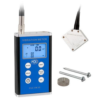PCE Instruments PCE-VM 3D 3-axis vibration meter with LCD display, 3D sensor and mounting screws
