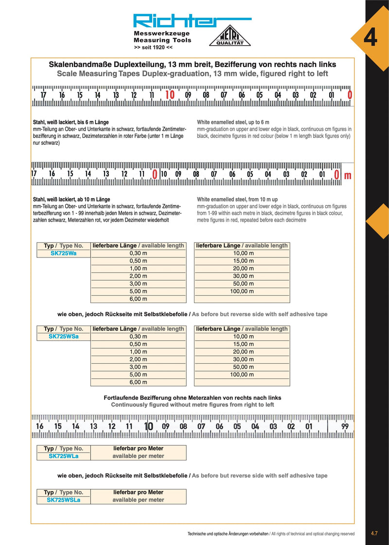 Αυτοκόλλητη Μετροταινία Ατσάλινη (προς τα αριστερά) 13 mm Richter