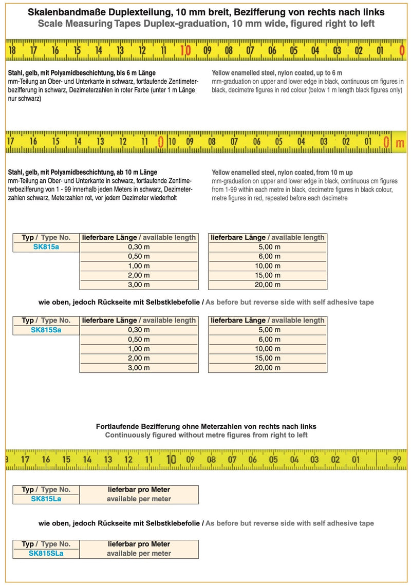 Αυτοκόλλητη Μετροταινία Ατσάλινη Πλαστικοποιημενη (προς τα δεξια) υψος 10 mm Richter