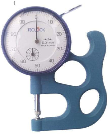 Παχύμετρο με ρολόι Teclock SM-112 LW, μπλε σώμα και σφαιρική άκρη μέτρησης για λαμαρίνες/PVC