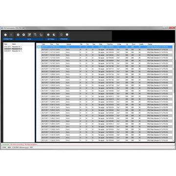 PCE Instruments SOFT-PCE-TDS software for PCE-TDS 100H/100HS, screen with measurement table and toolbar