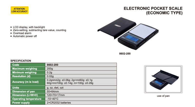 Ζυγός Τσέπης εώς 200 gr με ανάγνωση 0.02 gr Insize