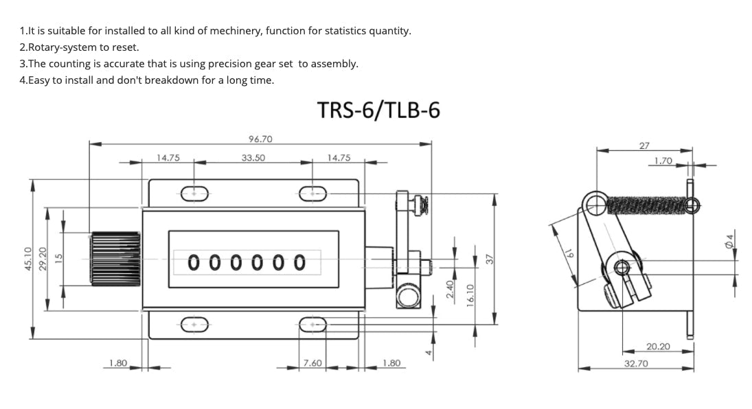 TRS-6(II) - Counter Παλινδρομικό 6 ψηφίων