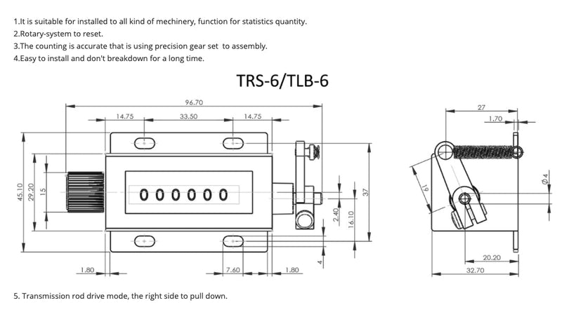 Counter Παλινδρομικό 6 ψηφίων Counter