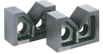 Ζεύγος V-block από μαντέμι Vertex V-2V, γκρι, με αυλάκωση V και οπή στερέωσης στο πλάι