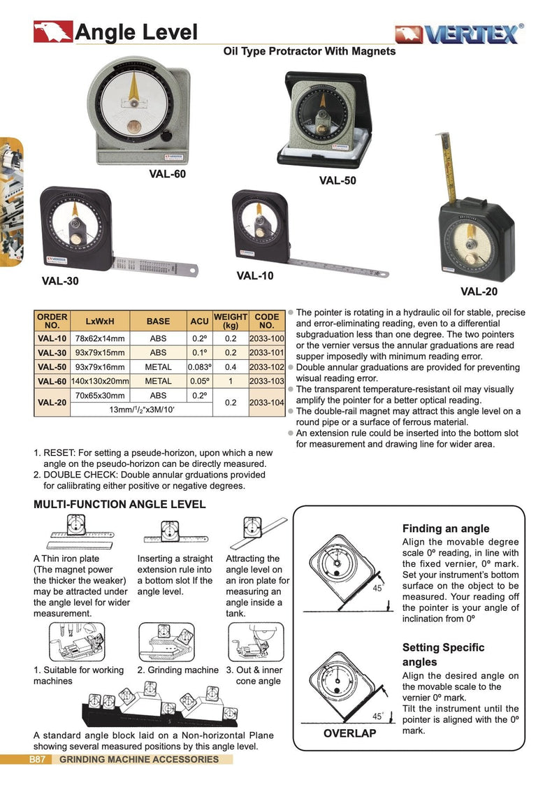 Κλισιόμετρο Aκριβείας με Bερνιέρο - με Μαγνήτες Vertex