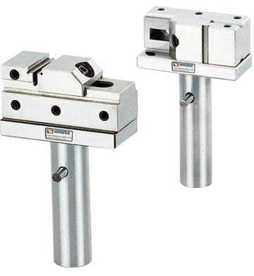 Ece VEH-20 stainless steel EDM vise with cylindrical base and clamping jaws, silver metal