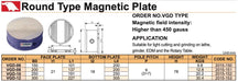 VGD - Μαγνητικά Τσοκ Τραπέζια για Ρεκτιφιέ Μόνιμα - Round Type