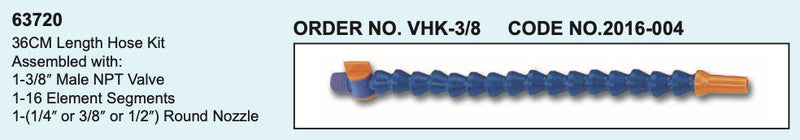 Σετ σωλήνα 36cm Jeton VHK-3/8 (V-63720), μπλε αρθρωτός με πορτοκαλί ακροφύσιο και διακόπτη 3/8"