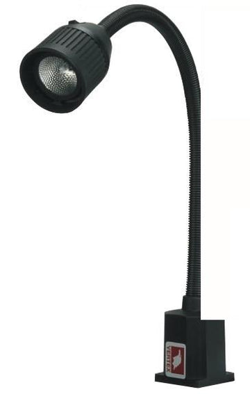 Φωτιστικό LED Vertex VHL-20FT με εύκαμπτο βραχίονα και μαύρη κεφαλή προβολέα, βάση στήριξης κάτω μέρος