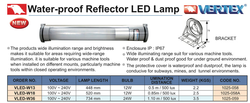 Φωτιστικό Αδιάβροχο  LED Βιομηχανικο Vertex