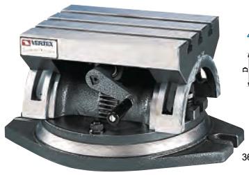 Επικλινόμενο τραπέζι φρέζας Vertex VP-250S με περιστρεφόμενη βάση και αυλακώσεις T στην επιφάνεια