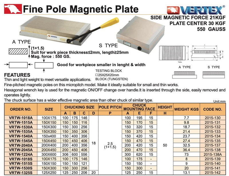 Μαγνητικά Τσοκ Τραπέζια για Ρεκτιφιέ Μόνιμα - Fine Pole Vertex