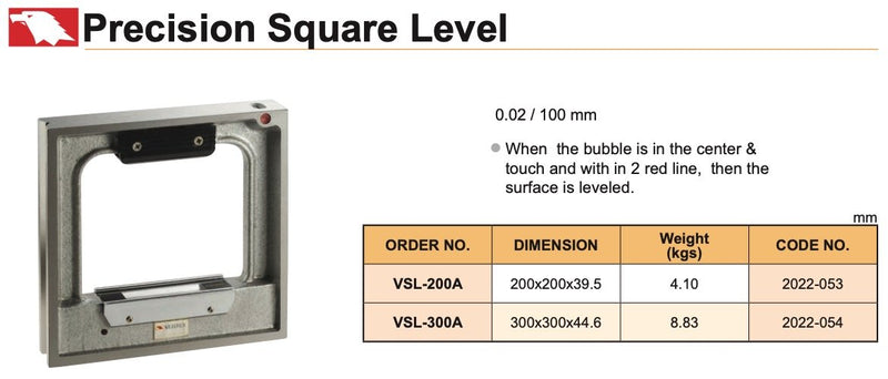 Αλφάδι Τετράγωνο Μηχανης 0.02 mm / m Vertex