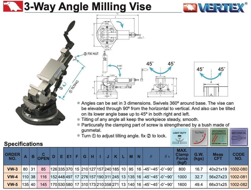 Μέγγενη Φρέζας 3 Αξόνων Vertex